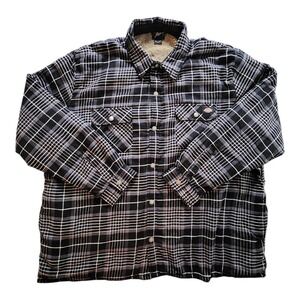 Shacket Men 3XL Black Plaid Fleece Lined‎ Sage Camp Outdoor Pockets Warm Casual